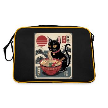 Kawaii Cat Ramen Noodles Anime Cat - Retro Bag - black/gold - Back
