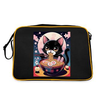 Kawaii Cat Ramen Noodles Anime Cat - Retro Bag - black/gold - Back