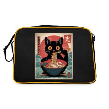Kawaii Cat Ramen Noodles Anime Cat - Retro Bag - black/gold - Back