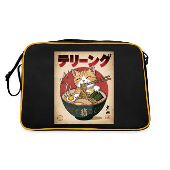 Kawaii Cat Ramen Noodles Anime Cat - Retro Bag - black/gold - Back