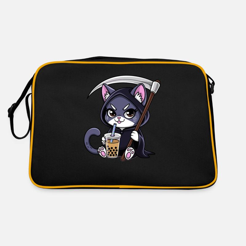 Sensenmann Katze Anime Katze Bubble Tea Retro Tasche
