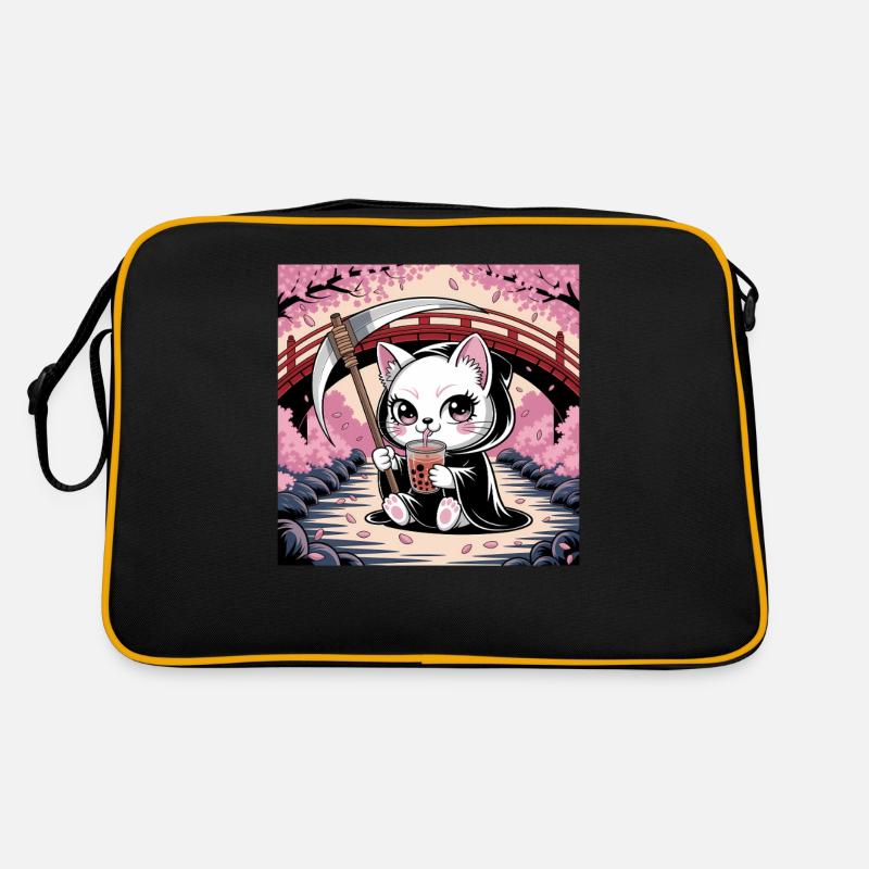 Sensenmann Anime Katze Kirschblüte Retro Tasche