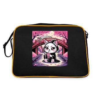 Grim Reaper Anime Chat Cerisier Fleur - Sac Retro - noir/or - Dos