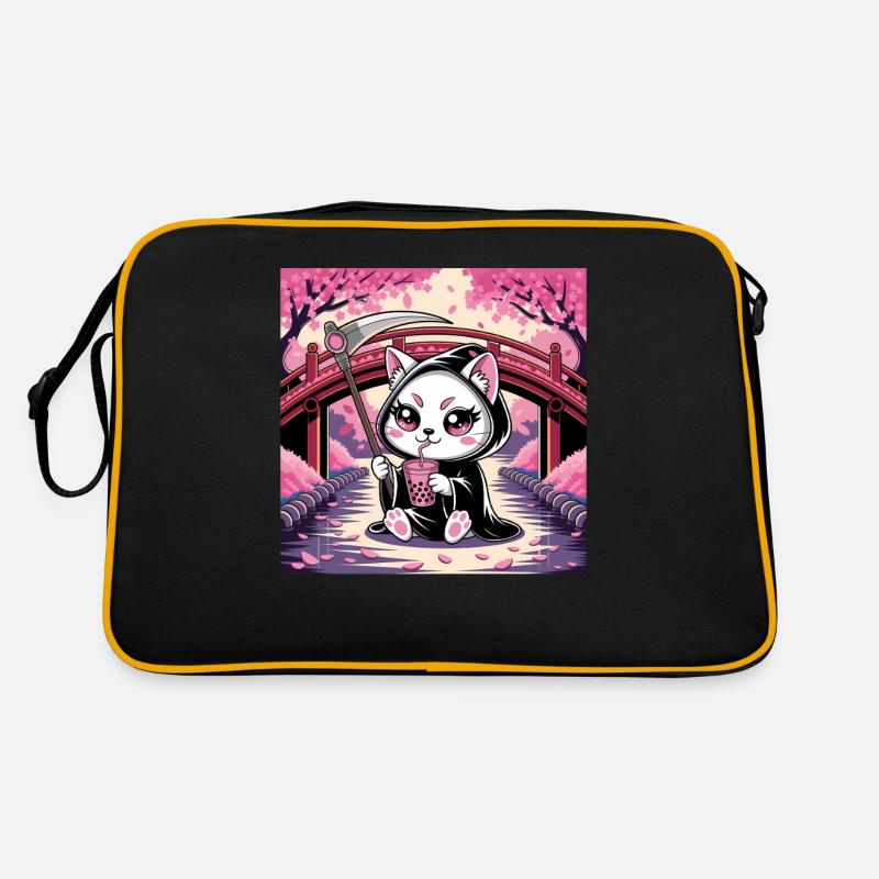 Grim Reaper Anime Cat Cherry Blossom Retro Bag