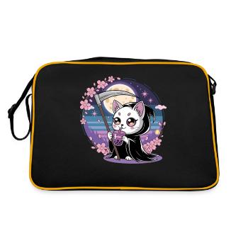 Grim Reaper Anime Chat Cerisier Fleur - Sac Retro - noir/or - Dos