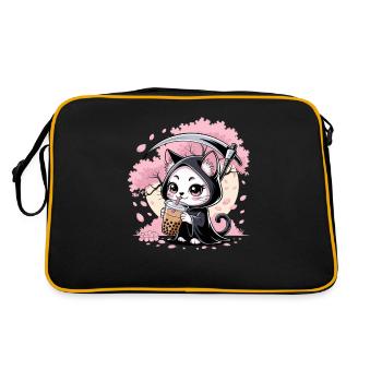 Grim Reaper Anime Chat Cerisier Fleur - Sac Retro - noir/or - Dos