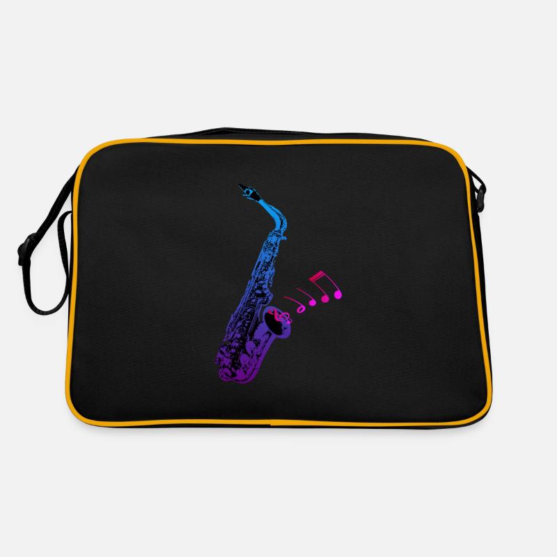 Saxophon - Retro Tasche - Schwarz/Gold