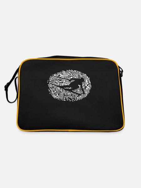 Fingerprint skier skiing winter sport - Retro Bag - black/gold - Back
