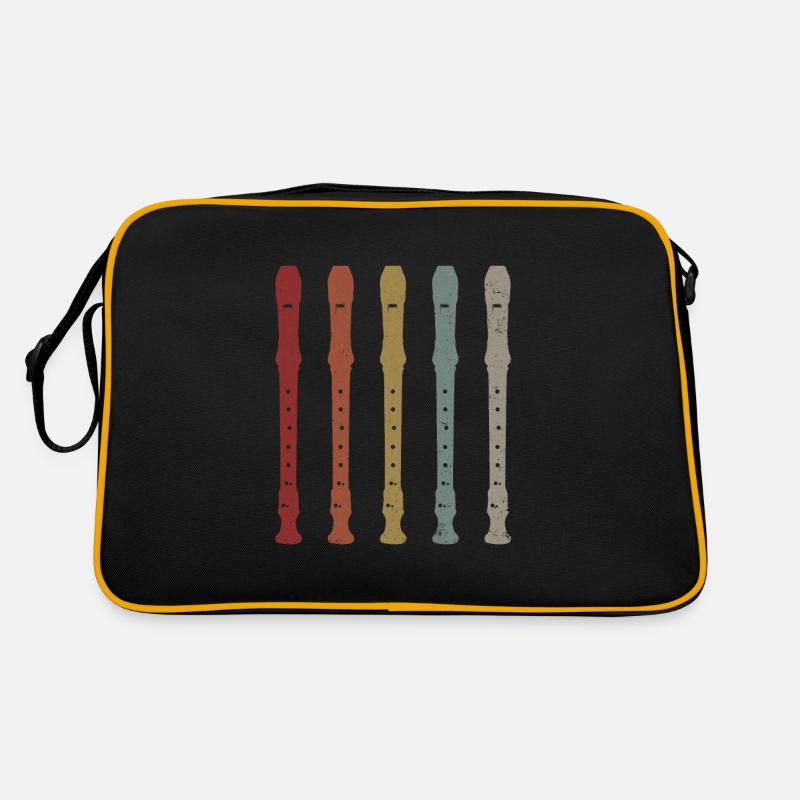 Blockflöte Flöte - Retro Tasche - Schwarz/Gold