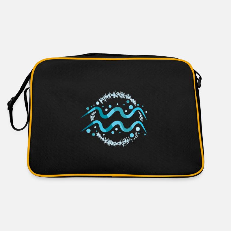 Sternzeichen Wassermann - Retro Tasche - Schwarz/Gold
