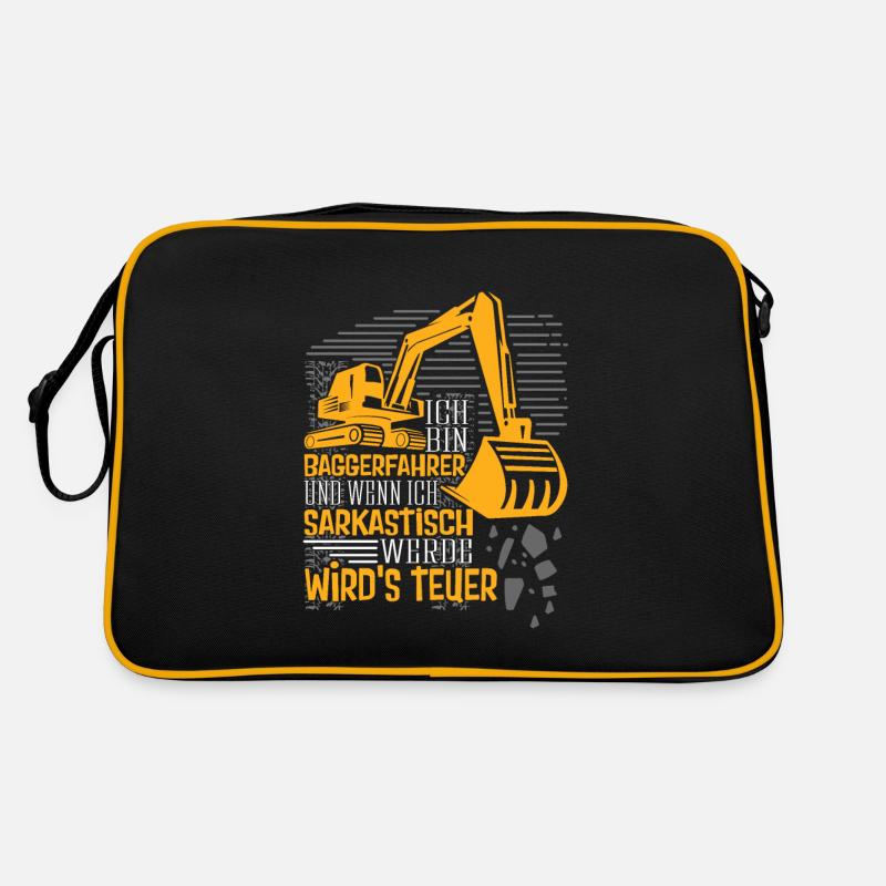 Baggerfahrer wenn ich sarkastisch - Retro Tasche - Schwarz/Gold