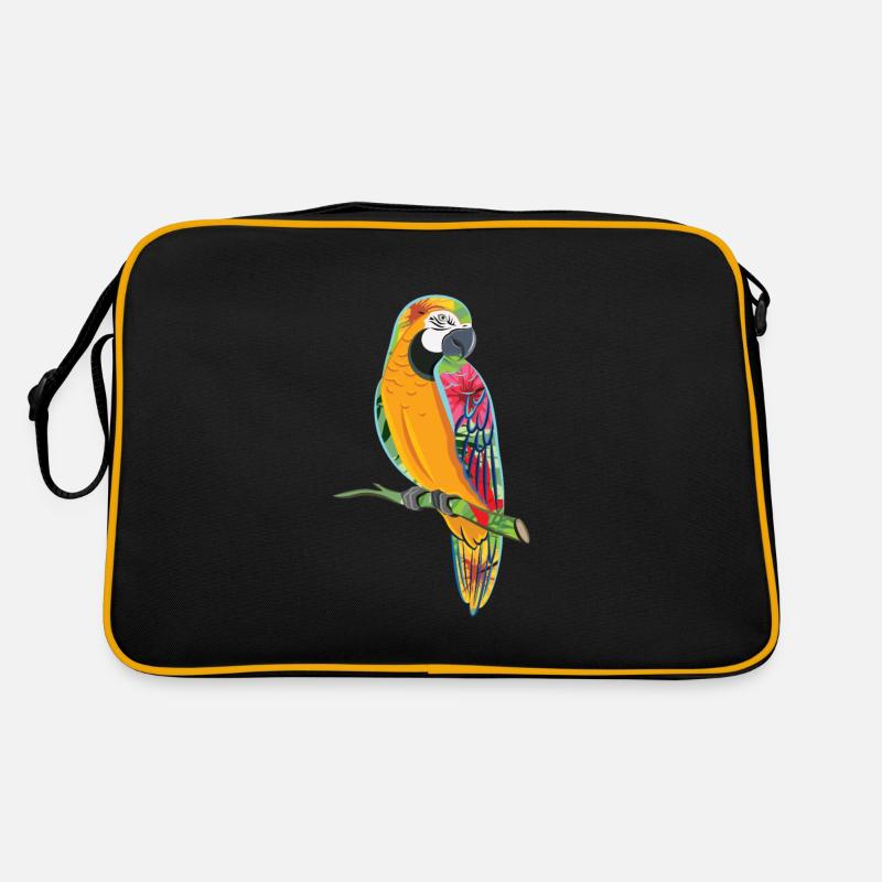 Papagei - Retro Tasche - Schwarz/Gold
