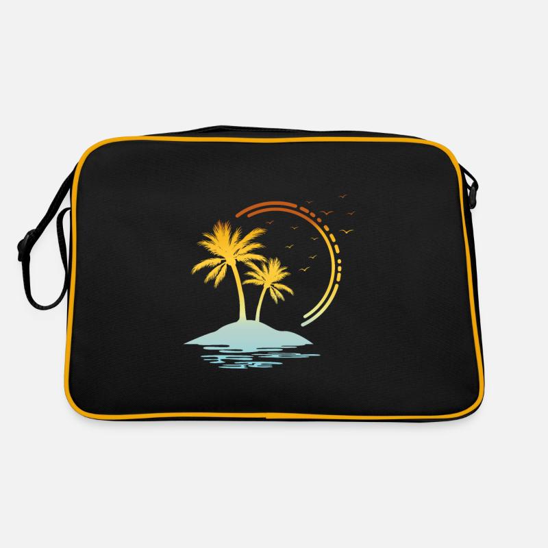Palmen - Retro Tasche - Schwarz/Gold
