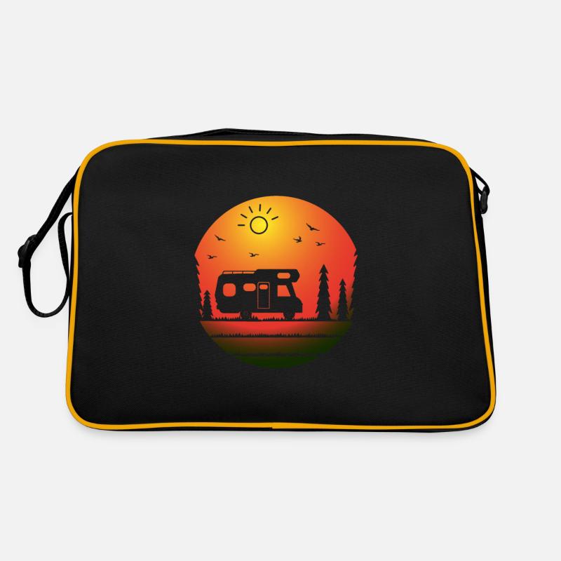 Camping Wohnmobil - Retro Tasche - Schwarz/Gold