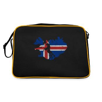 Cheval islandais, drapeau islandais, contour de l'Islande - Sac Retro - noir/or - Dos
