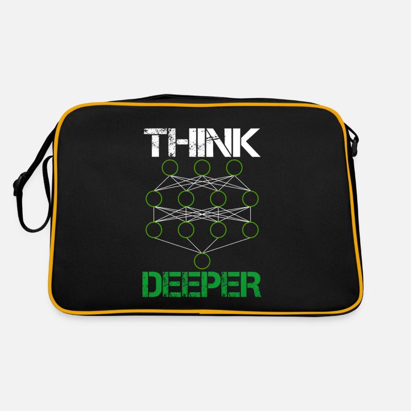 Künstliche Intelligenz think deeper Geschenk - Retro Tasche - Schwarz/Gold