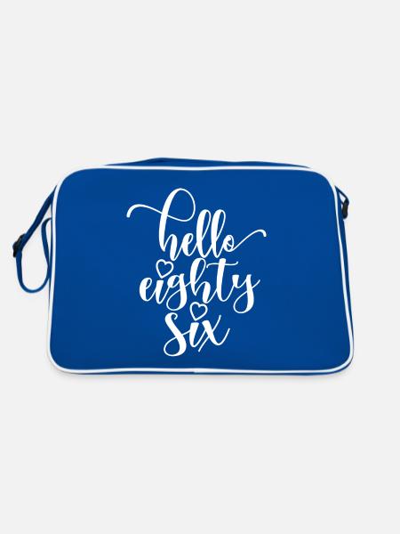 Hallo Sechsundachtzig süßer 86 Jahre alter Geburtstag - Retro Tasche - Blau/Weiß - Hinten