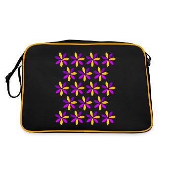 Blüten Blumen Blumenmotiv Blütenmotiv Blüte Blume - Retro Tasche - Schwarz/Gold - Hinten
