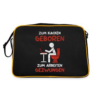 Kacken Witziger Spruch Kacke Scheiße Toiletten - Retro Tasche - Schwarz/Gold - Hinten