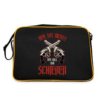Schützenfest Schießen Schießsport Sportschütze - Retro Tasche - Schwarz/Gold - Hinten