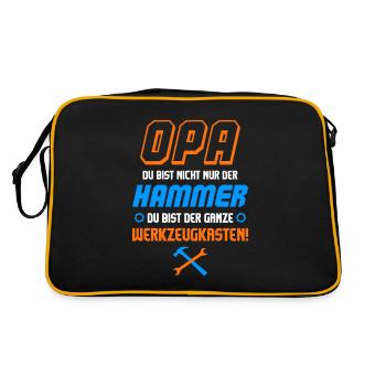 Opa Nicht Nur Der Hammer Sondern Werkzeugkasten - Retro Tasche - Schwarz/Gold - Hinten