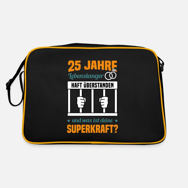 Hochzeitstag Jubiläum Verheiratet Ehe Ehemann - Retro Tasche - Schwarz/Gold