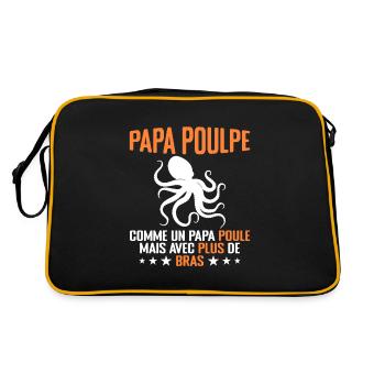 Papa Poulpe Cadeau Drôle Papa Humour - Sac Retro - noir/or - Dos