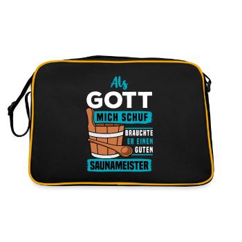 Saunagang Saunaaufguss Saunieren Wellness Sauna - Retro Tasche - Schwarz/Gold - Hinten