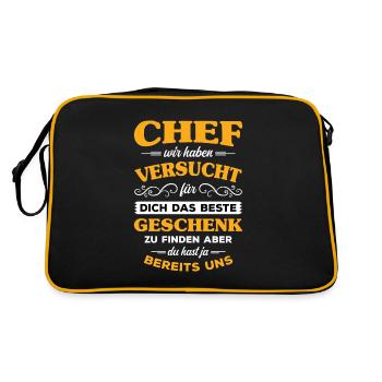 Bester Chef Der Welt Führungskraft Vorgesetzter - Retro Tasche - Schwarz/Gold - Hinten