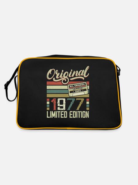 Jahrgang 1977 Retro Geburtstagsgeschenk 1977 - Retro Tasche - Schwarz/Gold - Hinten