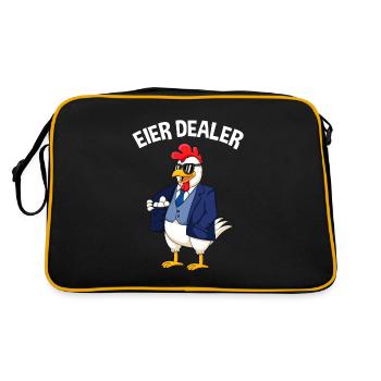 Eier Dealer Huhn Hühnerhalter Hühner - Retro Tasche - Schwarz/Gold - Hinten
