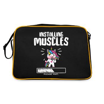 Lustiges süßes Einhorn Workout Gym Fitness Einhorn - Retro Tasche - Schwarz/Gold - Hinten