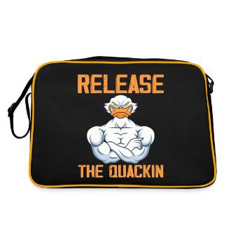 Release The Quackin Gym Gewichtheben Bodybuilder - Retro Tasche - Schwarz/Gold - Hinten