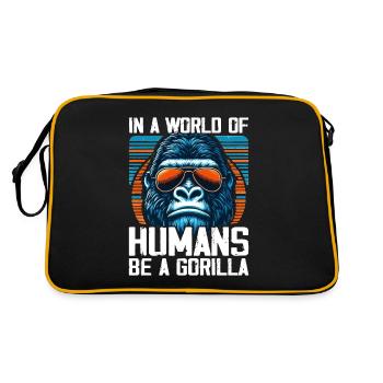 In einer Welt der Menschen Sei ein Gorilla Gorillas Gorillas - Retro Tasche - Schwarz/Gold - Hinten