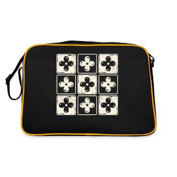 Retro bunte karierte Blumen süße Boho Blumen - Retro Tasche - Schwarz/Gold - Hinten