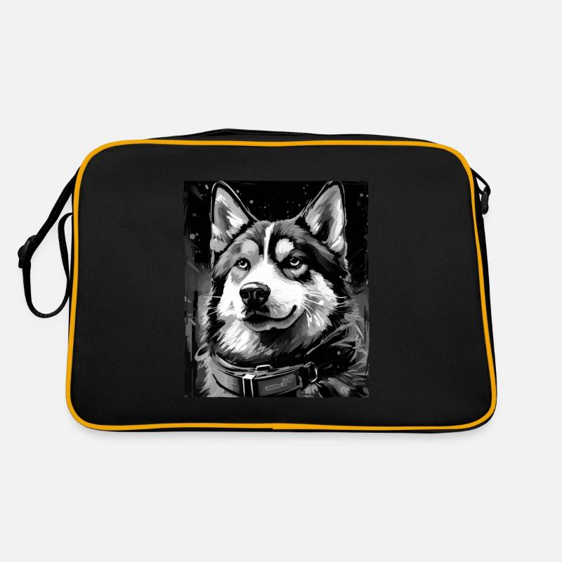 Portrait de chien husky Sac Retro