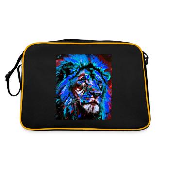 Löwe Porträt - Retro Tasche - Schwarz/Gold - Hinten