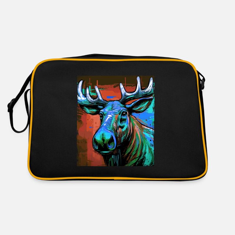 Elch Porträt Retro Tasche