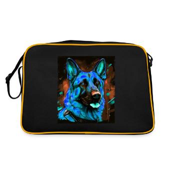 German Shepherd Dog Portrait - Retro Bag - black/gold - Back