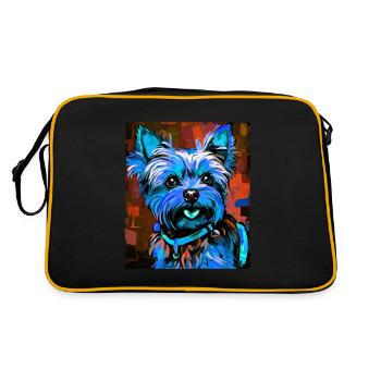 Portrait de chien Yorkshire Terrier - Sac Retro - noir/or - Dos