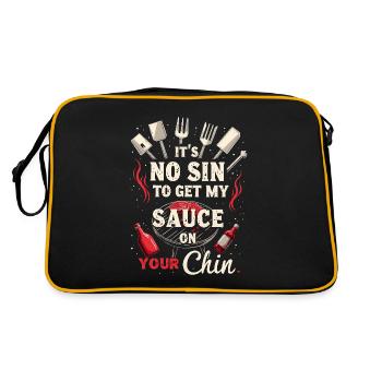 Funny BBQ Men Women Grilling Meat Smoking Barbecue - Retro Bag - black/gold - Back