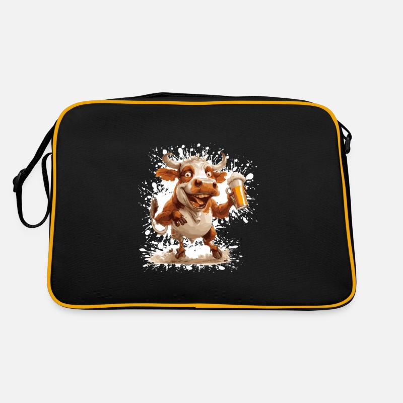 Kuh Bier Lustig Retro Tasche