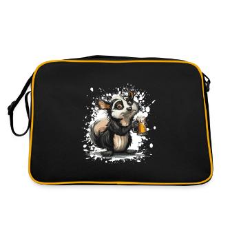 Stink Bier Lustig - Retro Tasche - Schwarz/Gold - Hinten