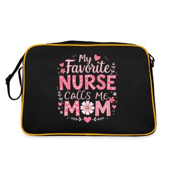 My Favorite Nurse Calls Me Mom Tee | Mom Of Nurse - Retro Bag - black/gold - Back