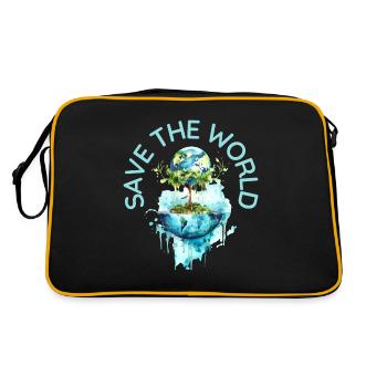 Save the World | climate change, co2, earth, environment - Retro Bag - black/gold - Back
