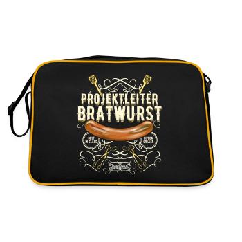Grillen Design Projektleiter Bratwurst - Retro Tasche - Schwarz/Gold - Hinten