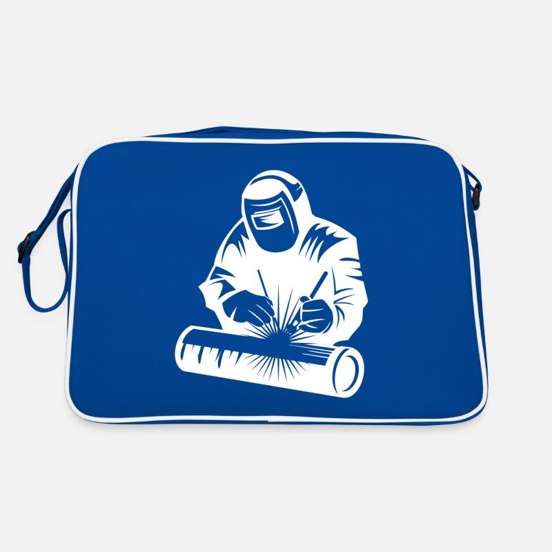 Welder silhouette during arc welding Retro Bag