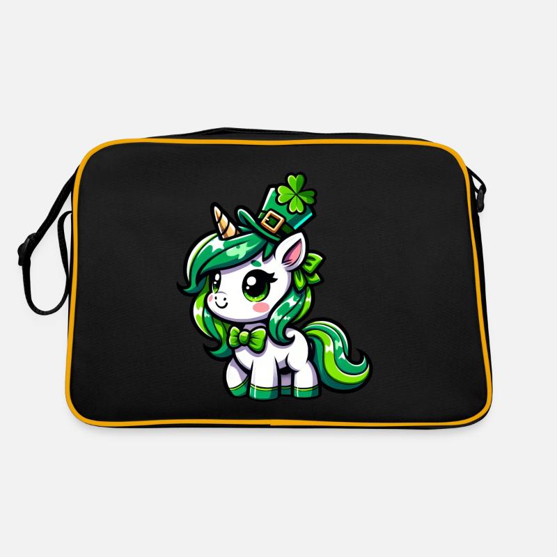 Süßes Comic Cartoon Einhorn St. Patricks Day Stil Retro Tasche