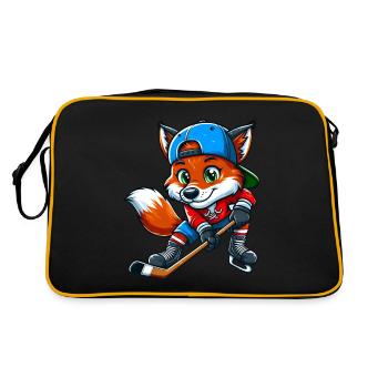 Cool Fox Hockey Sur Glace Cartoon Comic Design - Sac Retro - noir/or - Dos