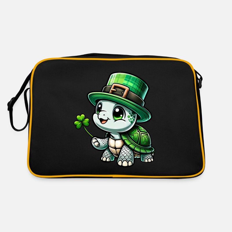 Fête de la tortue de la Saint-Patrick - Sac Retro - noir/or